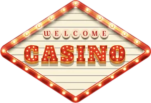Welcome Casino Sign Illuminated PNG image