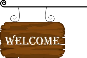 Welcome Sign Wooden Plank PNG image