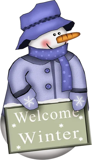 Welcome Winter Snowman Clipart.png PNG image