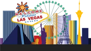 Welcometo Las Vegas Signand Landmarks PNG image