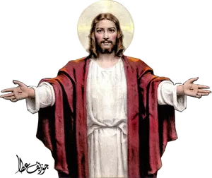 Welcoming Christ Religious Iconography PNG image