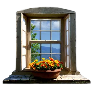 Welcoming Cottage Window PNG 96