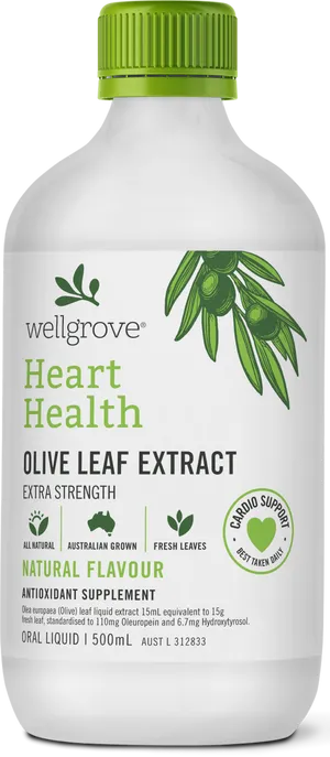 Wellgrove Heart Health Olive Leaf Extract Bottle PNG image