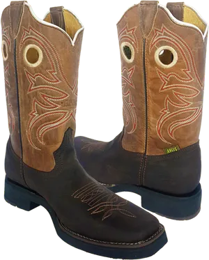 Western Cowboy Boots Embroidery PNG image