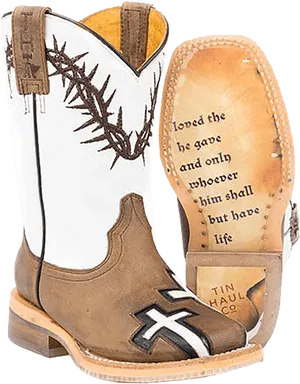 Western Cowboy Bootwith Cross Design PNG