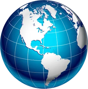 Western Hemisphere Blue Globe PNG image