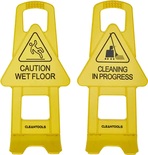 Wet Floorand Cleaning Progress Signs PNG