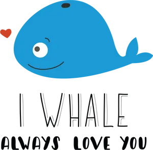 Whale Pun Love Graphic PNG image