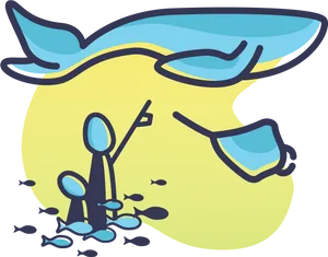 Whale Watching Stylized Illustration PNG