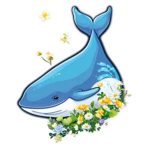 Whale With Flowers PNG Lav