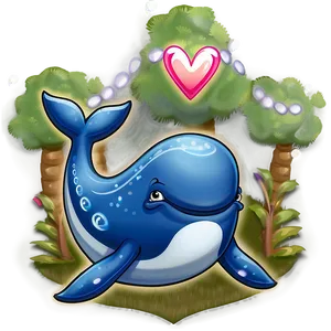 Whale With Heart PNG Xdr75