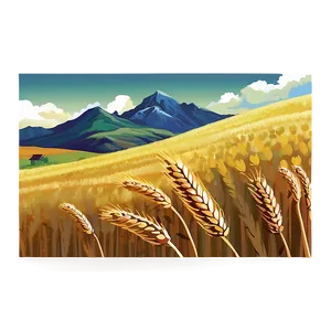Wheat Field And Mountains Png 69 PNG image