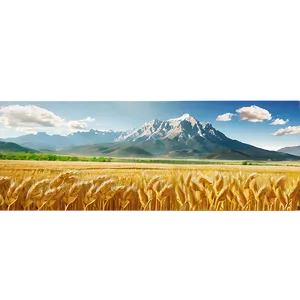 Wheat Field And Mountains Png 8 PNG image