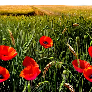 Wheat Field With Red Poppies Png 54 PNG image