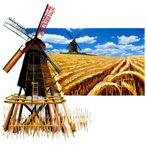 Wheat Field With Windmill Png 9 PNG image