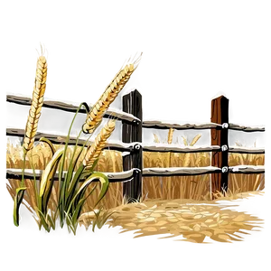 Wheat Field With Wooden Fence Png 06252024 PNG image