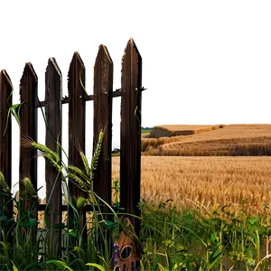 Wheat Field With Wooden Fence Png 3 PNG image