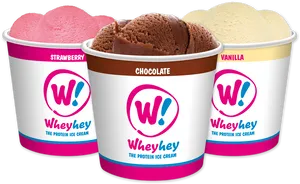 Wheyhey Protein Ice Cream Flavors PNG image