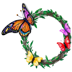 Whimsical Butterfly Wreath PNG 05242024
