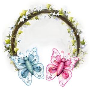 Whimsical Butterfly Wreath PNG 05242024
