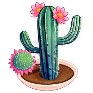 Whimsical Cactus Drawing PNG Hmh