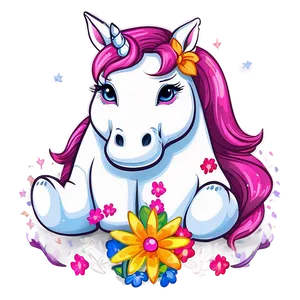 Whimsical Cartoon Unicorn PNG Sdt54