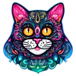 Whimsical Cat Head Artwork PNG 06132024 PNG
