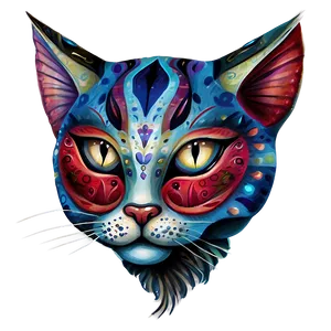 Whimsical Cat Head Artwork PNG 06132024 PNG