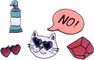 Whimsical Cat Stickers Collection PNG image