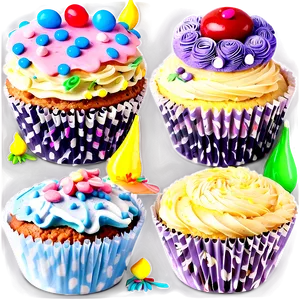 Whimsical Celebration Cupcakes PNG 12