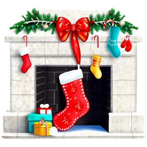 Whimsical Christmas Fireplace Decor Png 06262024 PNG image