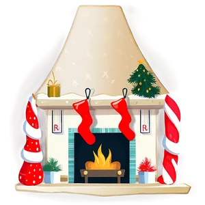 Whimsical Christmas Fireplace Decor PNG 06262024 PNG