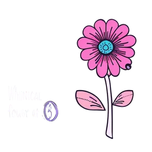 Whimsical Flower Outline Art PNG 05252024