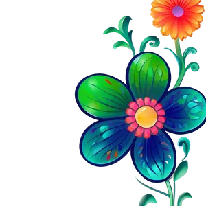 Whimsical Flower Outline Art PNG 13 PNG