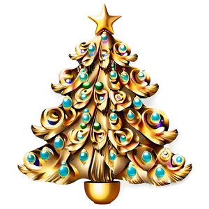 Whimsical Gold Christmas Tree Ideas Png 37 PNG image