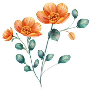 Whimsical Orange Bloom PNG 06122024
