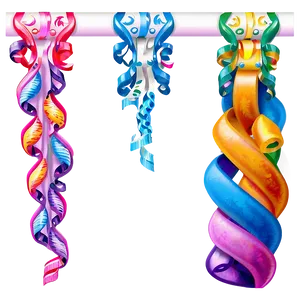 Whimsical Party Streamers PNG 06282024