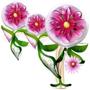 Whimsical Pink Flower Fantasy PNG 17