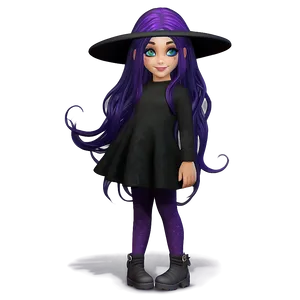 Whimsical Purple Hair Witchcraft PNG 06272024