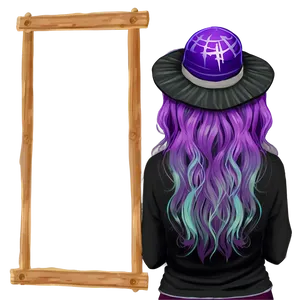 Whimsical Purple Hair Witchcraft PNG 06272024