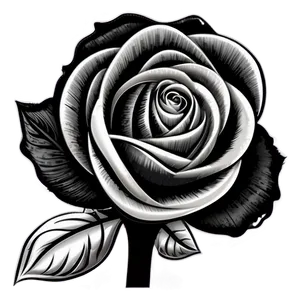 Whimsical Rose Black And White PNG Ely