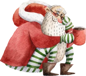 Whimsical Watercolor Santa Claus