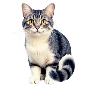 Whiskered Grey Cat PNG 06252024