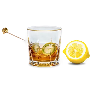 Whiskey Glass With Lemon PNG 98