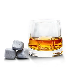 Whiskey Glass With Whiskey Stones PNG 06132024