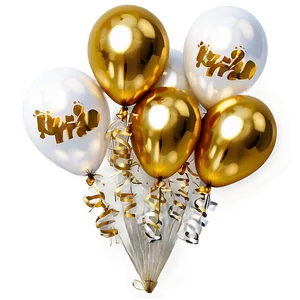 White And Gold Balloons PNG 06122024