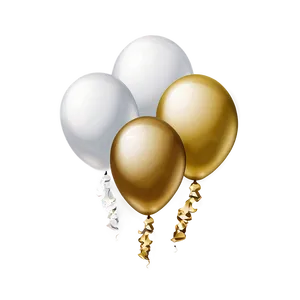 White And Gold Balloons PNG 06122024