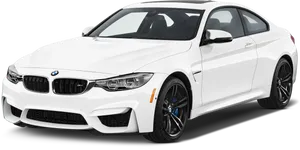 White B M W M4 Coupe Side View PNG image