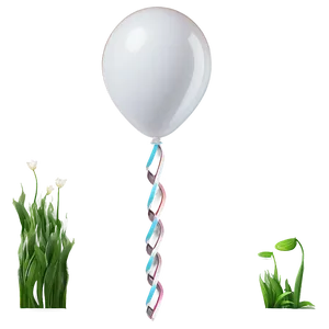 White Balloon Ribbon PNG Vie1
