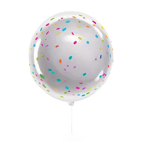 White Balloon With Confetti PNG 2